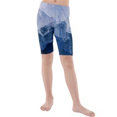 Blue ice mountain Kids  Mid Length Swim Shorts