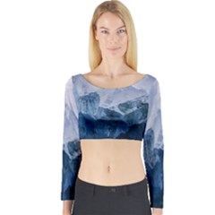 Blue ice mountain Long Sleeve Crop Top