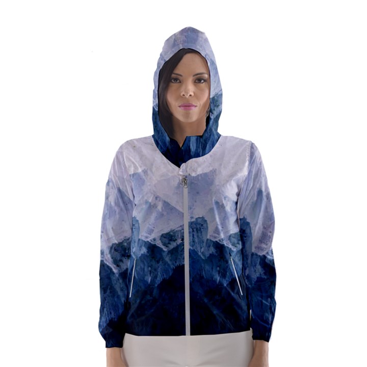 Blue ice mountain Women s Hooded Windbreaker