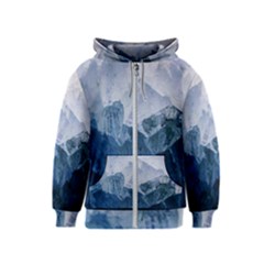 Blue ice mountain Kids  Zipper Hoodie