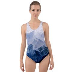 Blue ice mountain Cut-Out Back One Piece Swimsuit