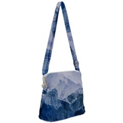 Blue ice mountain Zipper Messenger Bag