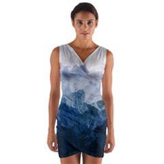 Blue ice mountain Wrap Front Bodycon Dress