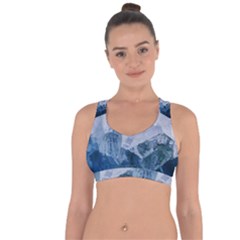 Blue Ice Mountain Cross String Back Sports Bra by goljakoff