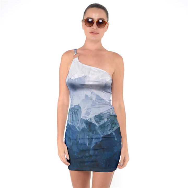 Blue ice mountain One Soulder Bodycon Dress