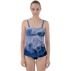 Blue ice mountain Twist Front Tankini Set