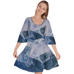 Blue ice mountain Velour Kimono Dress