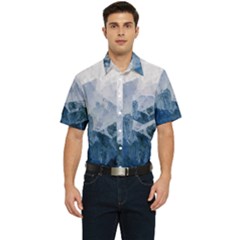 Blue ice mountain Men s Short Sleeve Pocket Shirt 