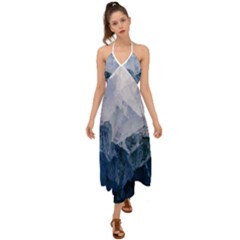 Blue Ice Mountain Halter Tie Back Dress  by goljakoff