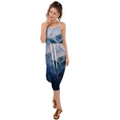 Blue ice mountain Waist Tie Cover Up Chiffon Dress