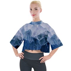 Blue Ice Mountain Mock Neck Tee by goljakoff