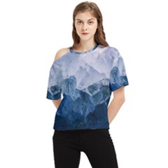 Blue Ice Mountain One Shoulder Cut Out Tee by goljakoff