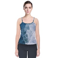 Storm Blue Ocean Velvet Spaghetti Strap Top by goljakoff