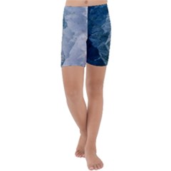 Storm blue ocean Kids  Lightweight Velour Capri Yoga Leggings