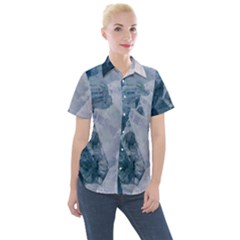 Storm blue ocean Women s Short Sleeve Pocket Shirt