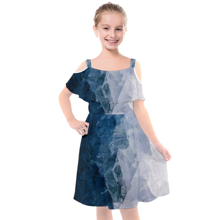 Storm blue ocean Kids  Cut Out Shoulders Chiffon Dress