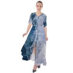 Storm blue ocean Waist Tie Boho Maxi Dress