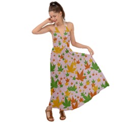 Leafs Backless Maxi Beach Dress