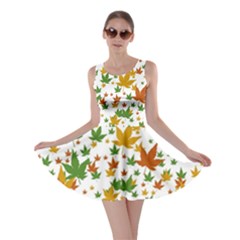 Leafs On White Skater Dress by JustToWear