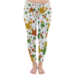 Leafs On White Classic Winter Leggings