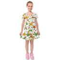 Leafs on white Kids  Short Sleeve Velvet Dress View1