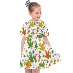 Leafs On White Kids  Sailor Dress