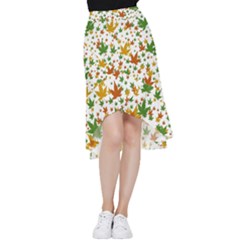 Leafs On White Frill Hi Low Chiffon Skirt