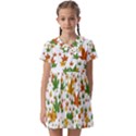 Leafs on white Kids  Asymmetric Collar Dress View1