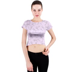 Little Men On Pink Crew Neck Crop Top by JustToWear