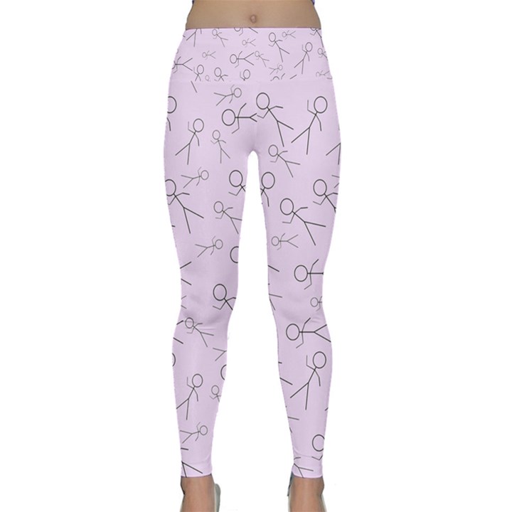 Little Men On Pink Lightweight Velour Classic Yoga Leggings