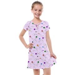 Little Men Colored Head On Pink Kids  Cross Web Dress by JustToWear