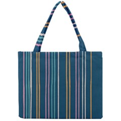 Multicolored Stripes On Blue Mini Tote Bag by SychEva