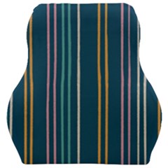 Multicolored Stripes On Blue Car Seat Velour Cushion  by SychEva