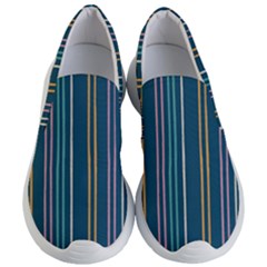 Multicolored Stripes On Blue Women s Lightweight Slip Ons