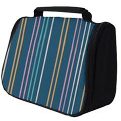 Multicolored Stripes On Blue Full Print Travel Pouch (big) by SychEva