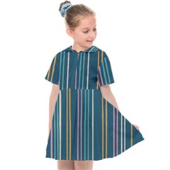 Multicolored Stripes On Blue Kids  Sailor Dress by SychEva