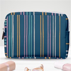 Multicolored Stripes On Blue Make Up Pouch (medium) by SychEva