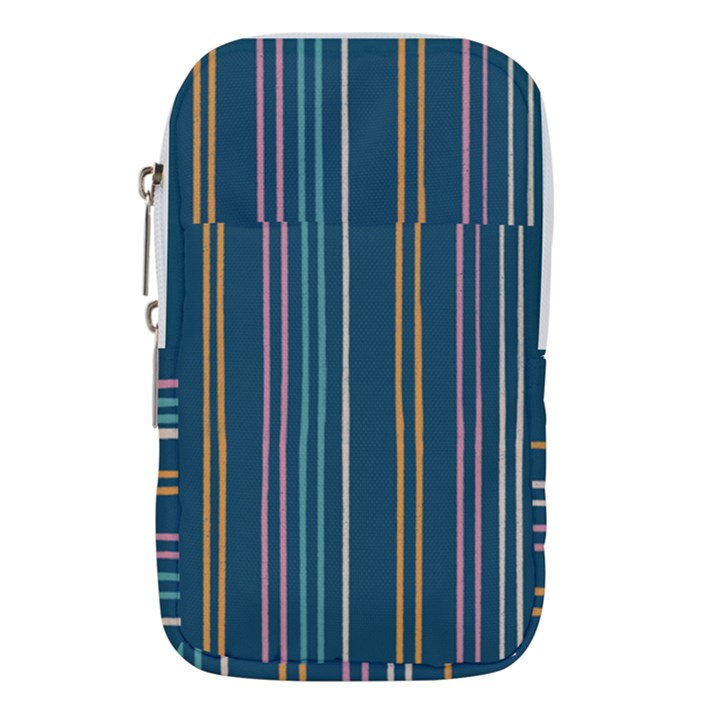 Multicolored Stripes On Blue Waist Pouch (Large)