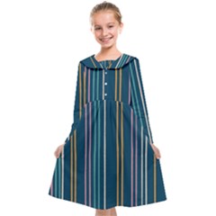 Multicolored Stripes On Blue Kids  Midi Sailor Dress by SychEva