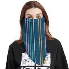 Multicolored Stripes On Blue Face Covering Bandana (triangle) by SychEva