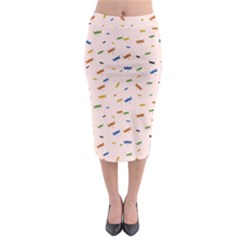 Dragonfly On Pink Midi Pencil Skirt by JustToWear