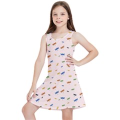 Dragonfly On Pink Kids  Lightweight Sleeveless Dress