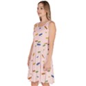 Dragonfly On Pink Knee Length Skater Dress With Pockets View2