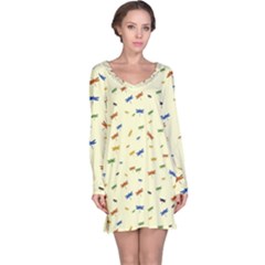 Dragonfly On Yellow Long Sleeve Nightdress by JustToWear