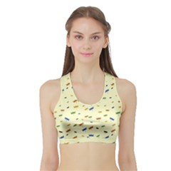 Dragonfly On Yellow Sports Bra With Border by JustToWear