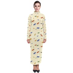 Dragonfly On Yellow Turtleneck Maxi Dress by JustToWear