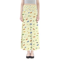 Dragonfly On Yellow Full Length Maxi Skirt by JustToWear