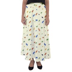 Dragonfly On Yellow Flared Maxi Skirt by JustToWear