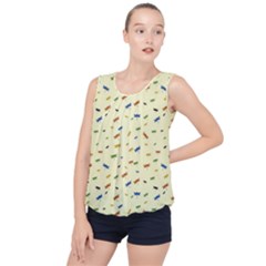 Dragonfly On Yellow Bubble Hem Chiffon Tank Top by JustToWear