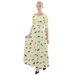 Dragonfly On Yellow Half Sleeves Maxi Dress by JustToWear